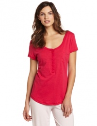 Dearfoams Women's Pocket Short Sleeve Tee, Bright Rose, Large