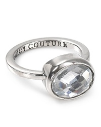 A simple crystal is a glittering statement on this Juicy Couture ring, so perfectly versatile finished in silver plate.