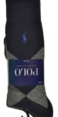 Polo Ralph Lauren Men's 3 Pack Argyle Socks (10-13) 1 Navy Argyle, 1 Solid Black, 1 Solid Gray