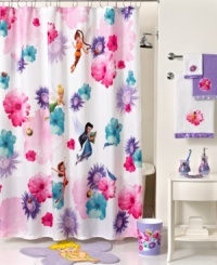 Just a little bit of pixie dust gives a magical look to your space. This Fairies Rosey shower curtain from Disney is truly enchanting to little ones with pretty blooms, fanciful fairy friends and a dash of sparkle.