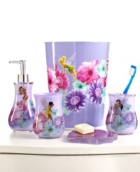 Just a little bit of pixie dust gives a magical look to your space. This Fairies Rosey toothbrush holder from Disney is truly enchanting to little ones with pretty blooms, fanciful fairy friends and a dash of sparkle.