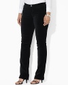 A chic pant is rendered in sumptuous stretch velveteen with a trim straight leg for a comfortable, feminine fit.