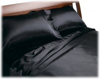 Divatex Home Fashions Royal Opulence Satin King Sheet Set, Black