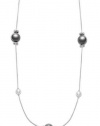 Alfani Necklace, 60-inch Long Silver & Hematite Tone Ball Station Chain Necklace