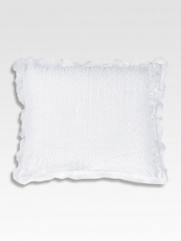 So feminine, this intricately embroidered, ruffle-edged design is the perfect touch in pure white.16 X 20CottonMachine washImported