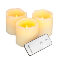 Everlasting Glow Flameless Wax Candles with Remote Control, Ivory Pillar Candles, Set of 3, 3 by 3-Inch