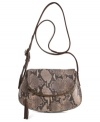 Play up your animal instincts with this python print design from Lucky Brand that adds an exotic edge to any outfit. Crafted from supple leather with brasstone hardware and flirty tassel accent, its convenient crossbody strap offers instant versatility.