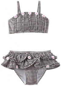 Flapdoodles Girls 2-6X Daisy 2 Piece, Black/White Gingham, 6X