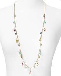 For eye-catching accessorizing, this delicate, 14-karat gold chain necklace from Lauren Ralph Lauren ticks the right boxes, accented by multi-colored stones.