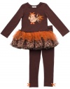 Rare Editions Girls 2-6X Turkey Applique Tutu Button Back Shirt And Legging Set