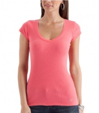 G by GUESS Basic Ribbed V-Neck Tee