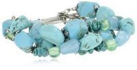 NINE WEST VINTAGE AMERICA Rock On Worn Silver-Tone Triple Row Turquoise Bracelet