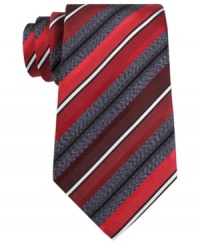 Take a new angle on stripes with this Kenneth Cole Reaction silk tie.