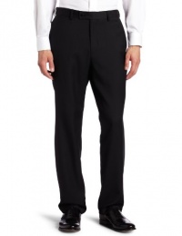 Louis Raphael ROSSO Men's Washable Wool Blend Flat Front Dress Pant, Black36x32