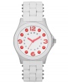 Eye-catching coral details grace the fresh white design of this Pelly collection watch from Marc by Marc Jacobs.