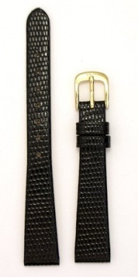 Ladies' Lizard Grain Leather Watchband Black 10mm Watch Band