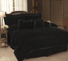 7PC BLACK VELVET COMFORTER SET BED IN A BAG QUEEN