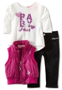 Baby Phat - Kids Baby-girls Newborn Puffer Vest Set, Black, 6-9 Months