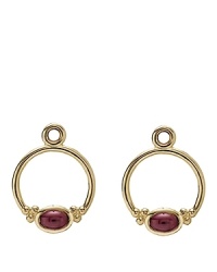 Rhodolite cabochon charms in 14K gold hoops add antique glamour to your PANDORA french wire or hoop earrings.