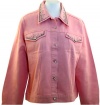 Christine Alexander Pink Colored Denim and Spandex Jacket Accented with Swarovski Crystals around Collar and Pockets with Swarovski Crystal Buttons - Crystal Sprinkles