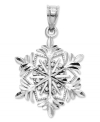 As unique as you are. This stunning diamond-cut snowflake is crafted in 14k white gold. Approximate length: 1 inch. Approximate width: 7/10 inch.