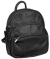 Genuine Leather Mini Backpack Handbag/Purse With Sling & Side Cell Phone Pocket ~ Black In Color