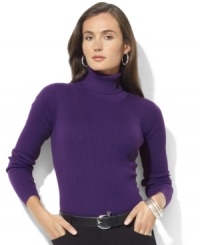 Lauren Ralph Lauren's chic turtleneck is rendered from soft cotton with an embroidered LRL at the collar for a refined finish.