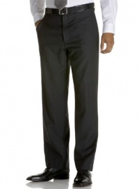 Calvin Klein Mens Flat Front Gray Shadow Stripe Wool Dress Pants