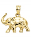 Commemorate a once-in-a-lifetime safari, or simply add a touch of good luck. This polished 3D elephant charm is set in 14k gold. Chain not included. Approximate length: 7/10 inch. Approximate width: 7/10 inch.