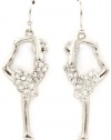 Beautiful Silver Plated Dancer/Ballerina/Gymnast Dangle Earrings with Clear Austrian Crystals