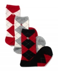 Put a pop of plaid in your step with these cozy cashmere socks from Lauren Ralph Lauren, featuring the iconic LRL logo embroidered at the side.