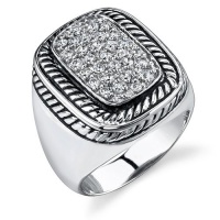 Sparkling Radiance: Designer Inspired Sterling Silver Cable Style Pave CZ Ring