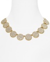 Bright for now, perfect for every occasion, this kate spade new york collar necklace is effortlessly glam, cast in gold plated metal with striking circular stations.