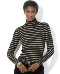 Knit for a feminine fit in soft ribbed cotton, Lauren Ralph Lauren's versatile turtleneck provides a sleek essential for cooler days.