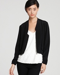 The silhouette to be seen in this season, Tibi's bomber jacket is rendered in luxe silk for a sleek, ultra-chic look.