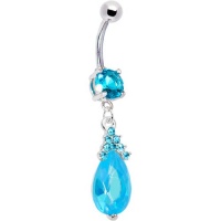 Aqua Gem Princess Teardrop Belly Ring