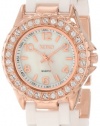 XOXO Women's XO2011 Swarovski Crystal Accented Rosegold-Tone White Ceramic Bracelet Watch