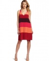 BCBGMAXAZRIA Women's Chancey Color Blocked Racer Back Tank Dress, Chili Combo, Small