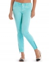 GUESS Brittney Ankle Skinny Pants with Zip, WASHED ISLAND BLUE (25)