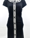 Kay Unger Black Cap Sleeve Button UP Dress