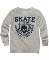 He'll skate through the day in comfort with this graphic thermal shirt from Osh Kosh.