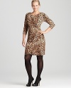 Take your 9-to-5 look to fierce fashion heights as crisp leopard print enlivens a sleeve Calvin Klein Plus dress. Slip it on and prepare to stand out.