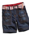 GUESS Kids Boys Baby Boy Belted Denim Shorts (12-24M), MEDIUM STONE (12M)