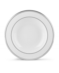 A Lenox classic, the Federal Platinum rim soup bowl adds a luxurious note to your table in exquisite white bone china with platinum trim. Coordinating Debut Platinum crystal stemware adds the finishing flourish.