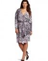 Jones New York Women's Plus-Size Long Sleeve Faux Wrap Dress