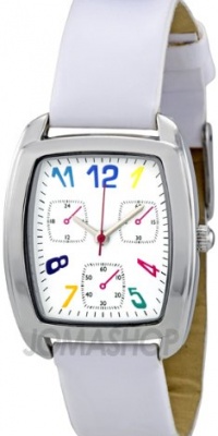 FMD White Dial White Faux Leather Strap Ladies Watch ZRT8001K