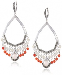 Judith Jack Carnaval Sterling Silver Marcasite  Mother-Of-Pearl and Coral Drop Earrings