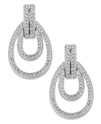 A welcome addition. This pair of door knocker-styled earrings from Eliot Danori is crafted from rhodium-plated brass with crystal accents adding luster. Approximate drop: 1 inch.