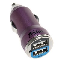 GTMax Metalic Purple 2-port USB Car Charger Adapter (2.1A Output) For Mobile Phone, Smartphone, iPhone, Tablets and more