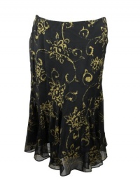 Lauren Ralph Lauren Womens Petite Gold Rose Print Flute Skirt